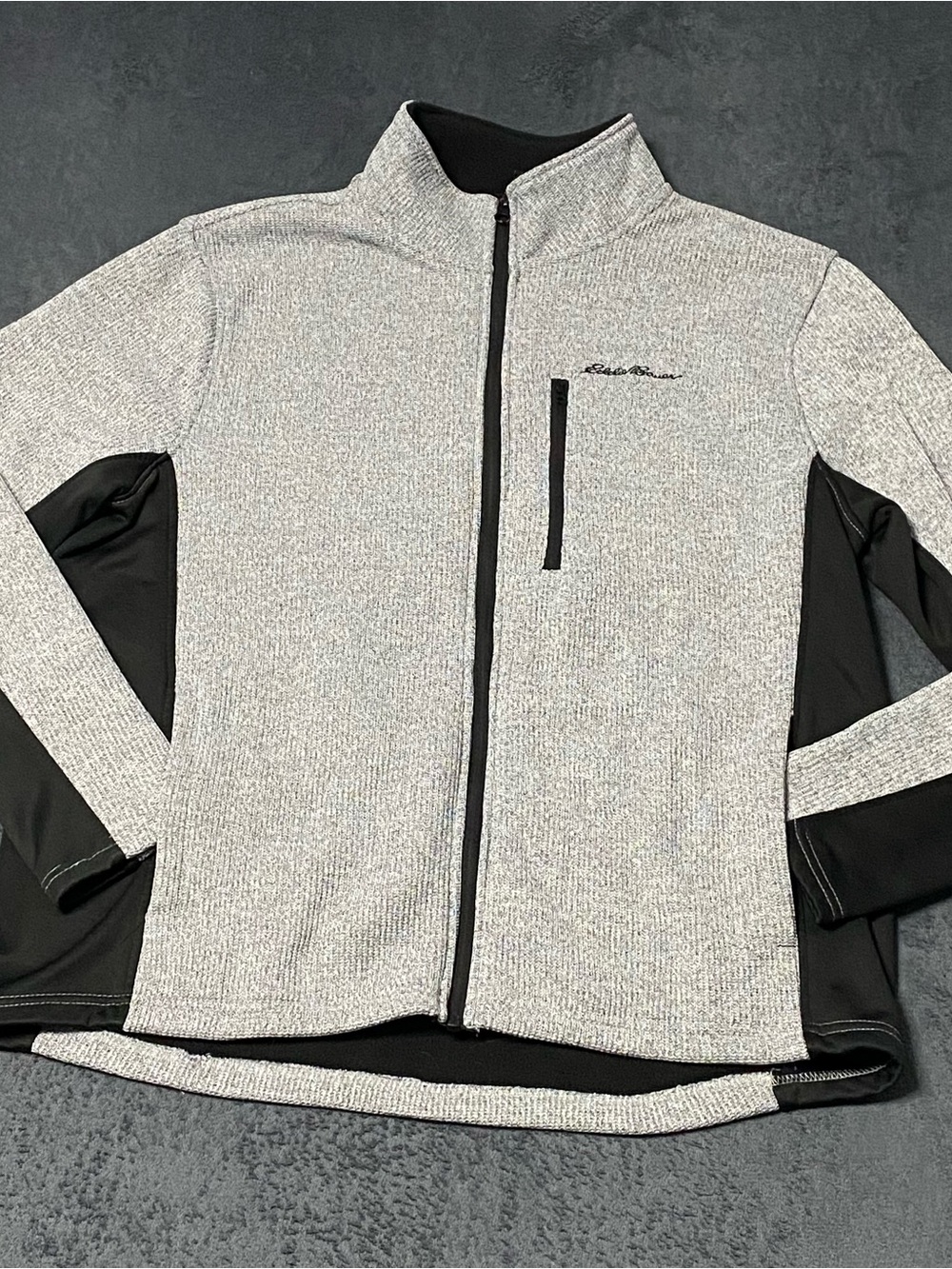 Eddie Bauer Activator Grid Fleece Jacket Mens XL Gray Full Zip Pockets Outdoor